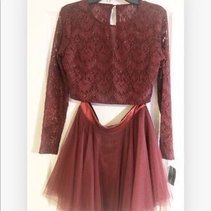 Teez me size 7 lace and tulle 2 piece set burgundy